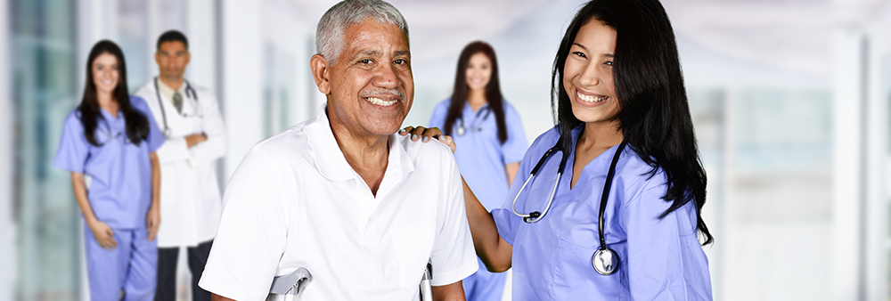 Nurse taking care of an elderly patient